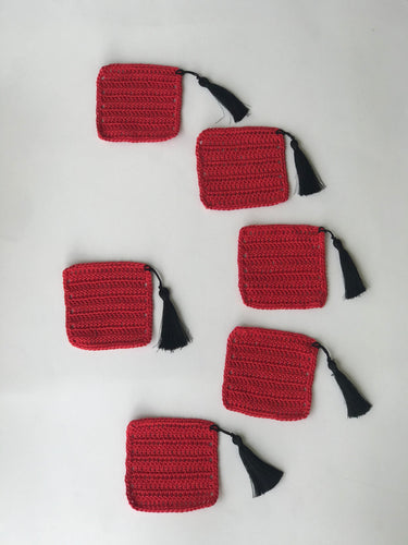 Tarboosh Crochet Coasters, Lebanese Tarboosh Coasters for drinks, Red and black coasters for serving, Souvenir from Lebnanon gift Idea 