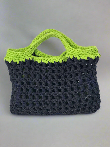 Blue Jeans and Green net crochet summer bag 