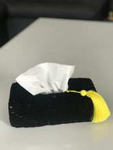 Load image into Gallery viewer, Black Tarboosh tissue box cover 
