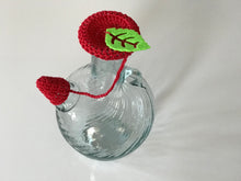 Load image into Gallery viewer, Green leaf on a red crocheted water jug lid CKKoetter Accessories 
